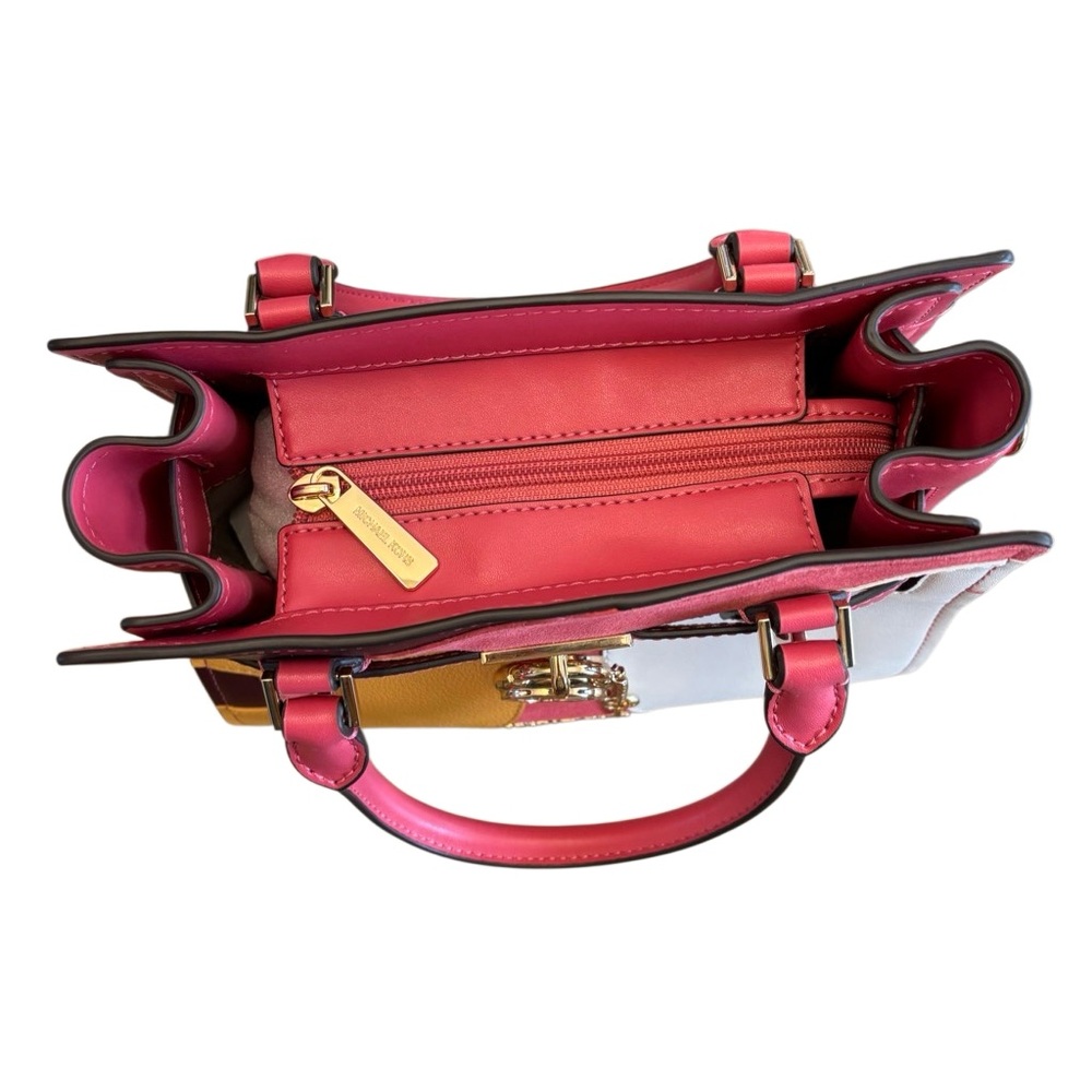 NWT Michael Kors Small Hamilton Colorblock Crossbody Satchel Pink Multi - Picture 2 of 13